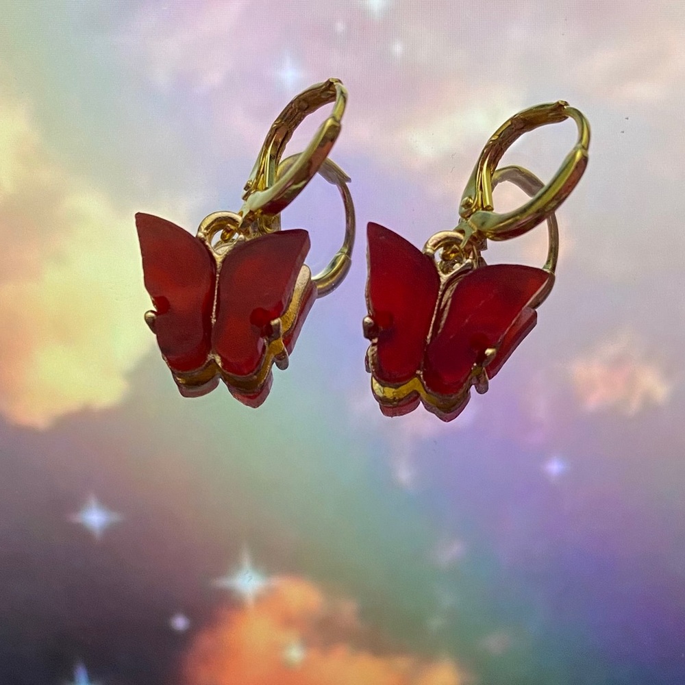 Red butterfly earrings